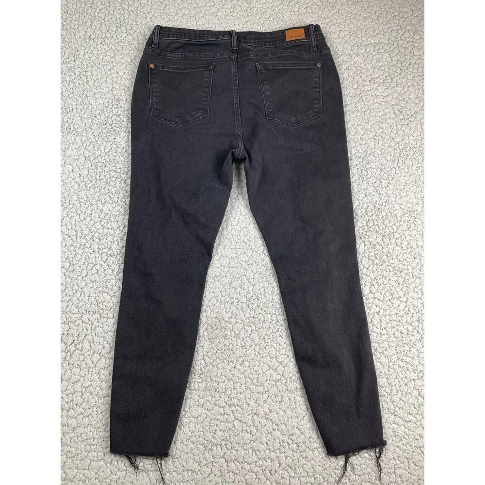 Judy Blue Skinny Fit Jeans 13/31 Mid Rise Destroyed Leopard Patch Denim Black